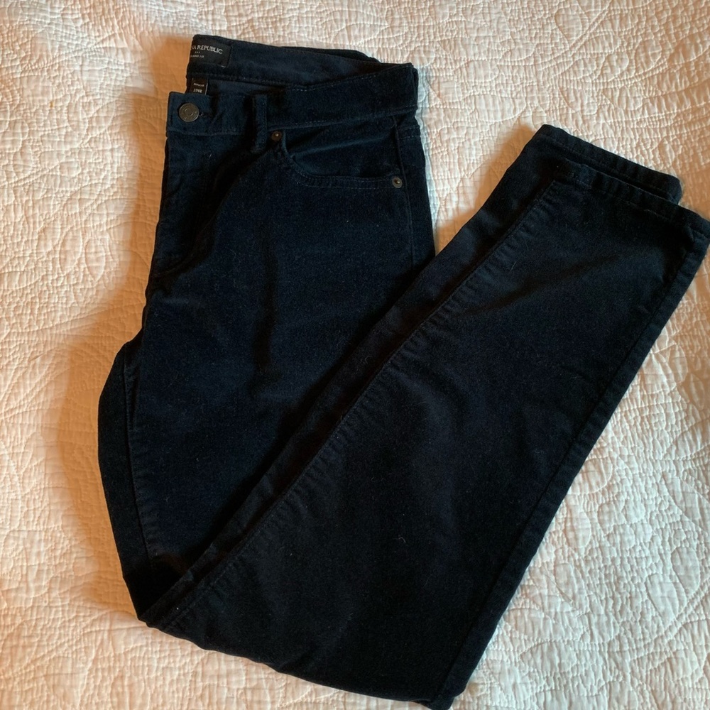 Banana Republic Dark Green Velvet Skinny Fit Pants
